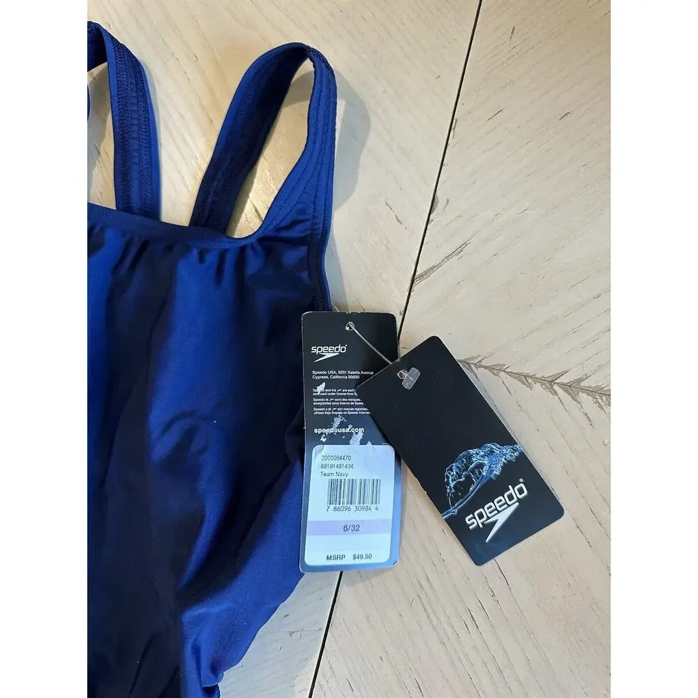 Speedo Girls One Piece Swimsuit, Team Navy, Size 6/32*